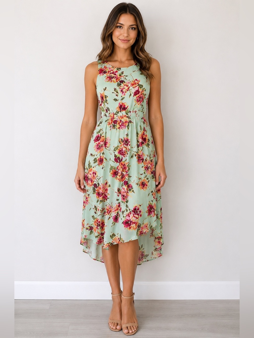 Snap Mint Floral High-Low Dress – Size Small